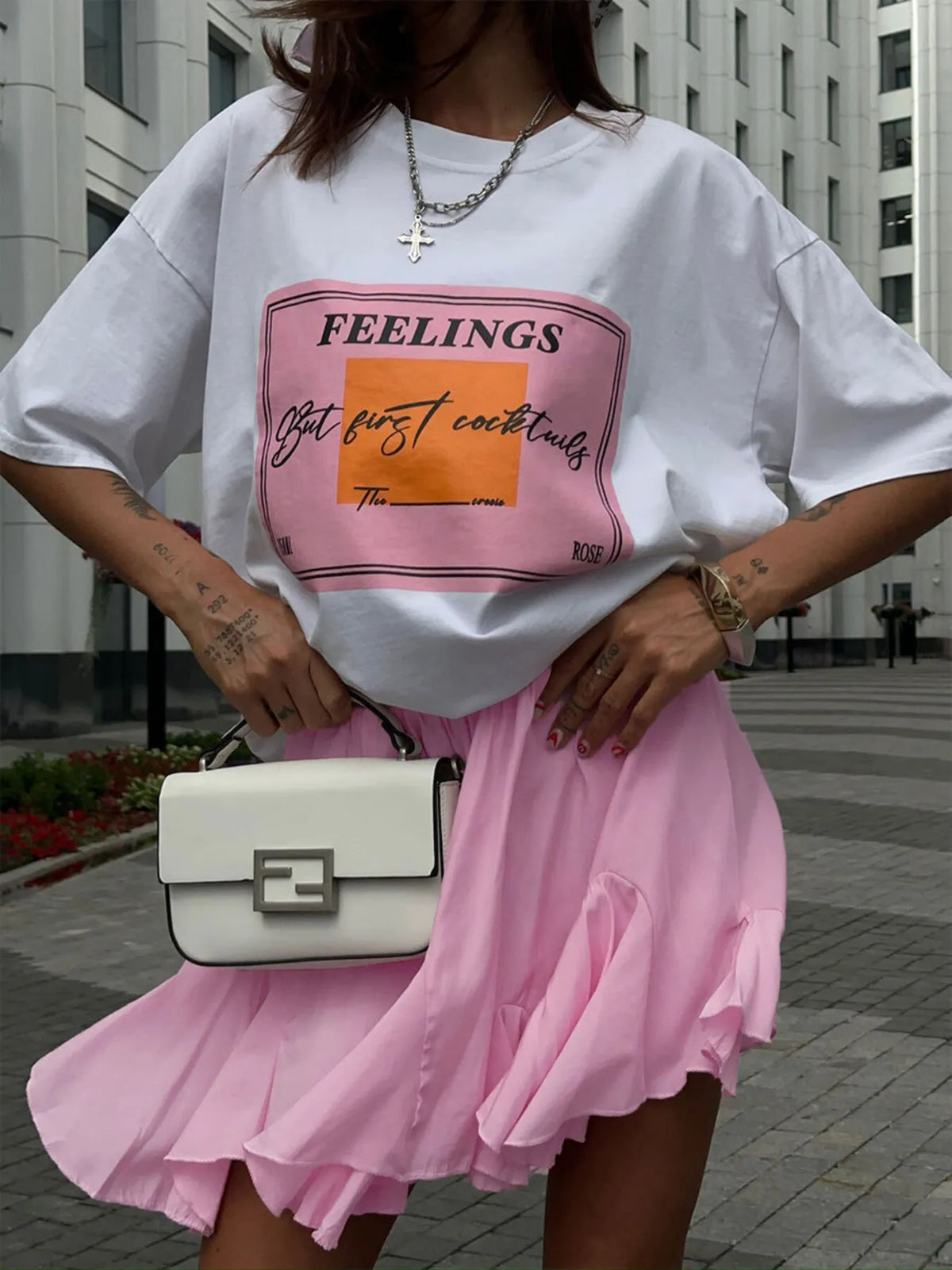 Ruffled-Hem Elastic Waist Skirt
