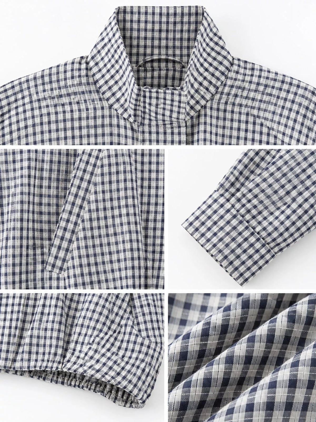 Plaid Stand-Collar Cropped Jacket