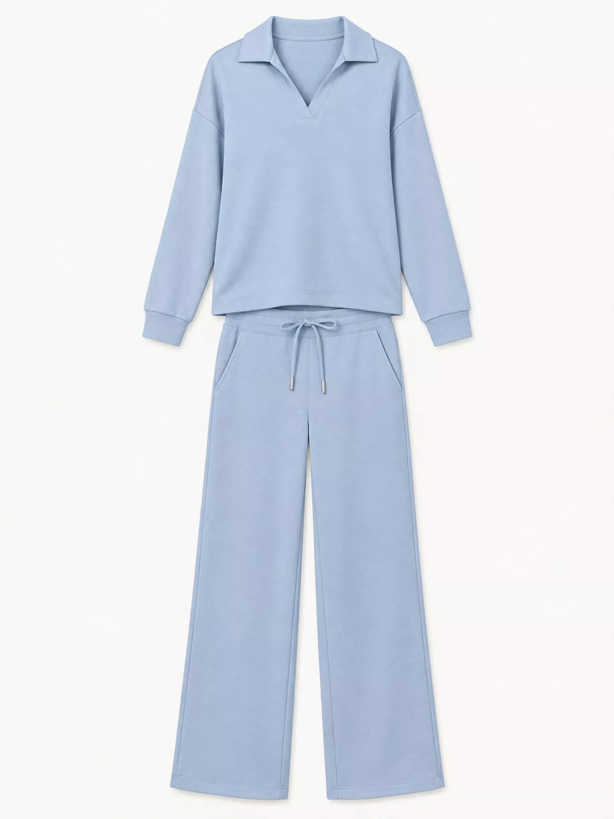 Dropped Shoulder Top and Drawstring Pant Set