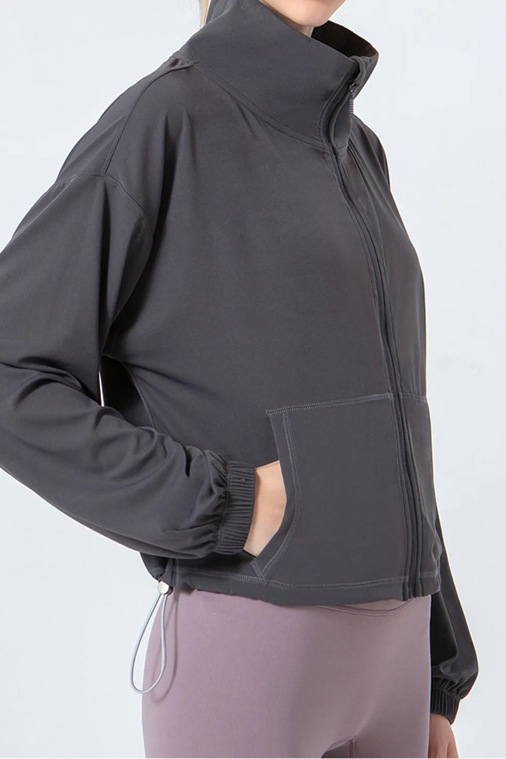 Drawstring Zip-Up Active Jacket