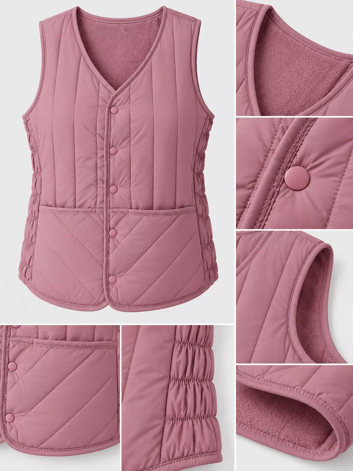 Quilted Button-Up Vest Coat
