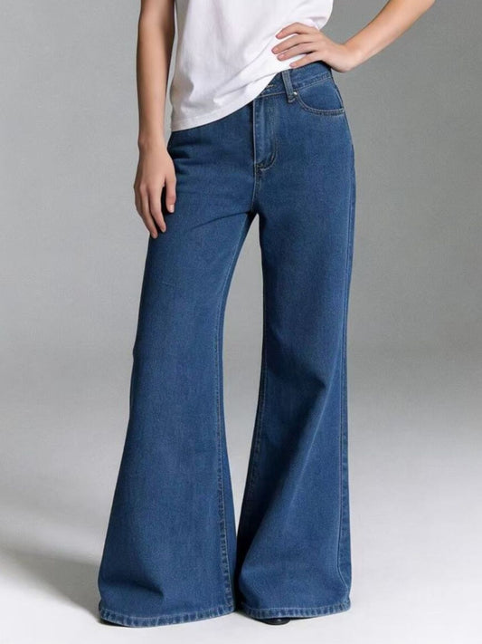 High-Waisted Flare Leg Jeans in Medium by Dreamy Drapes