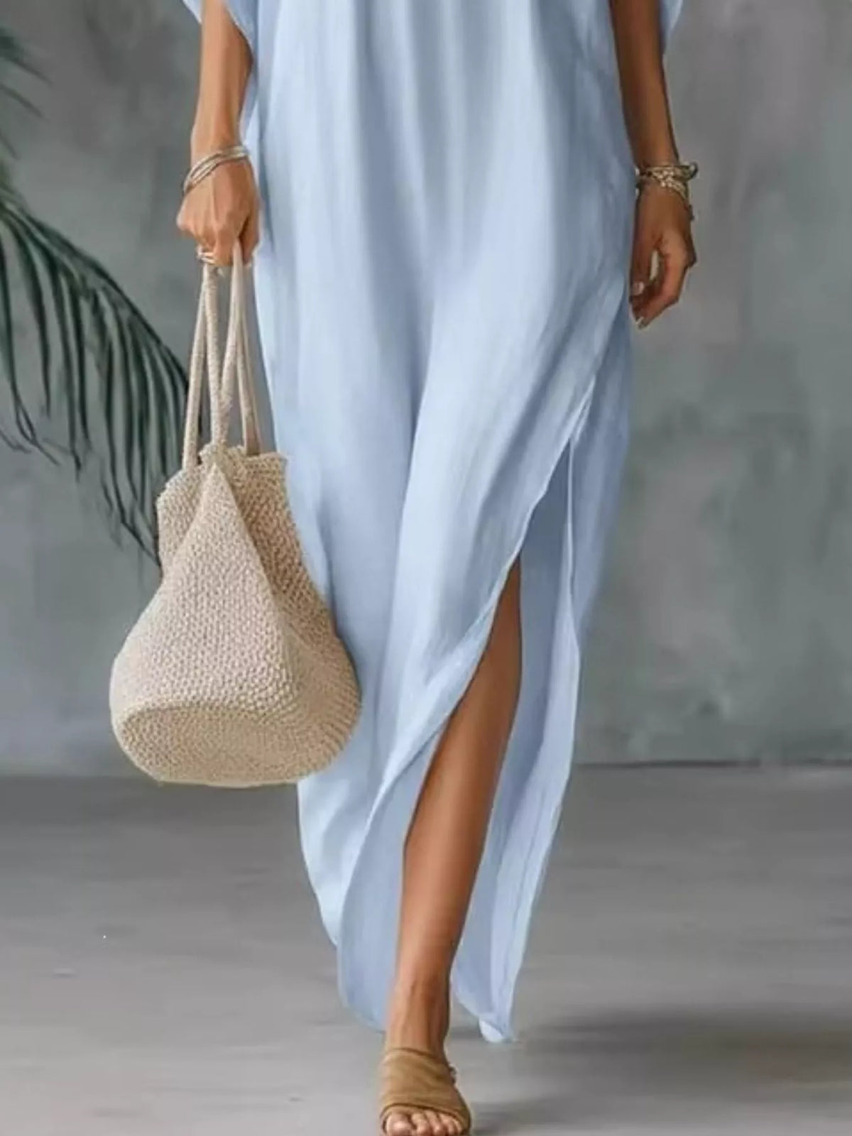 V-Neck Maxi Dress with Side Slits