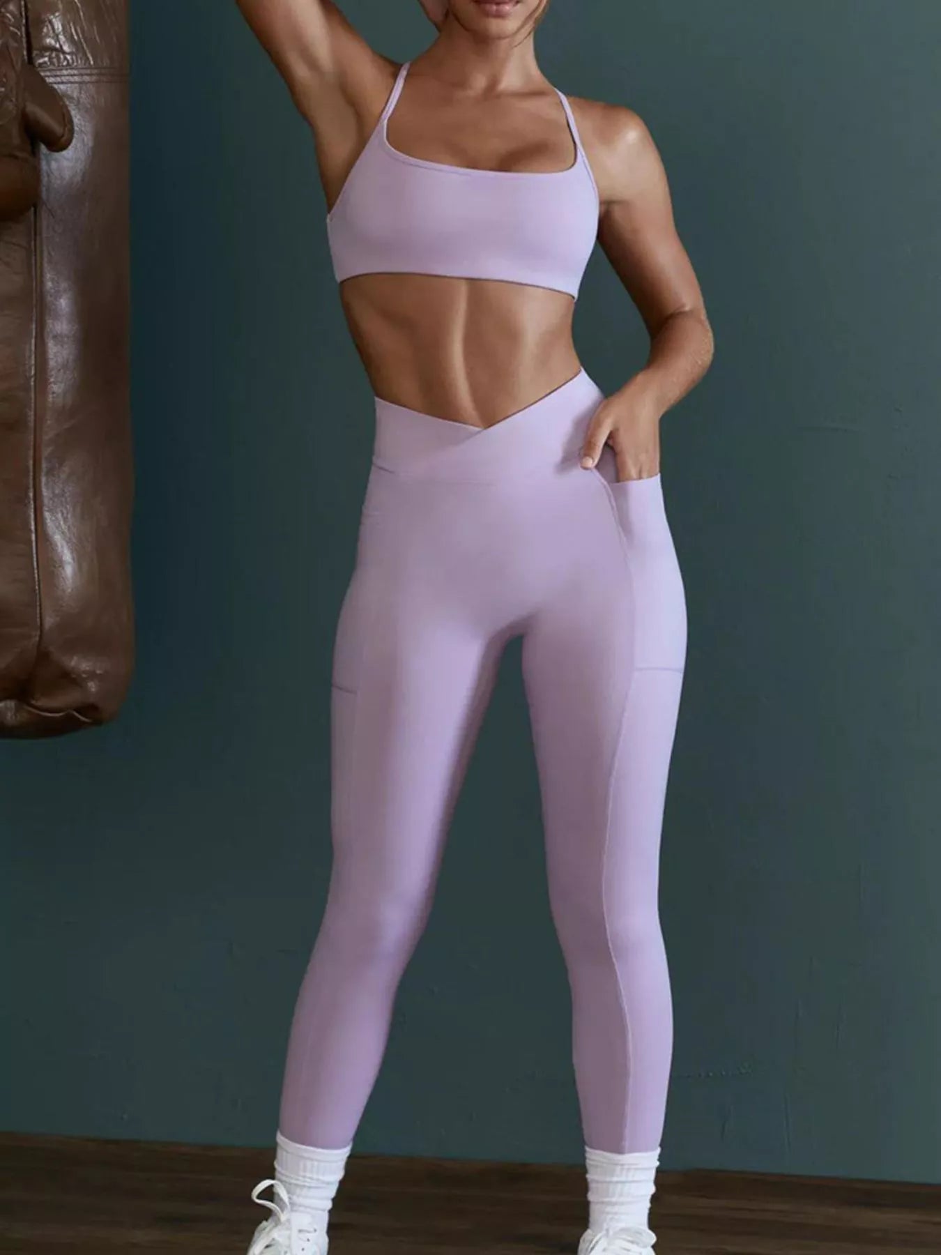 Backless Cross-Waist Cami and Leggings Active Set