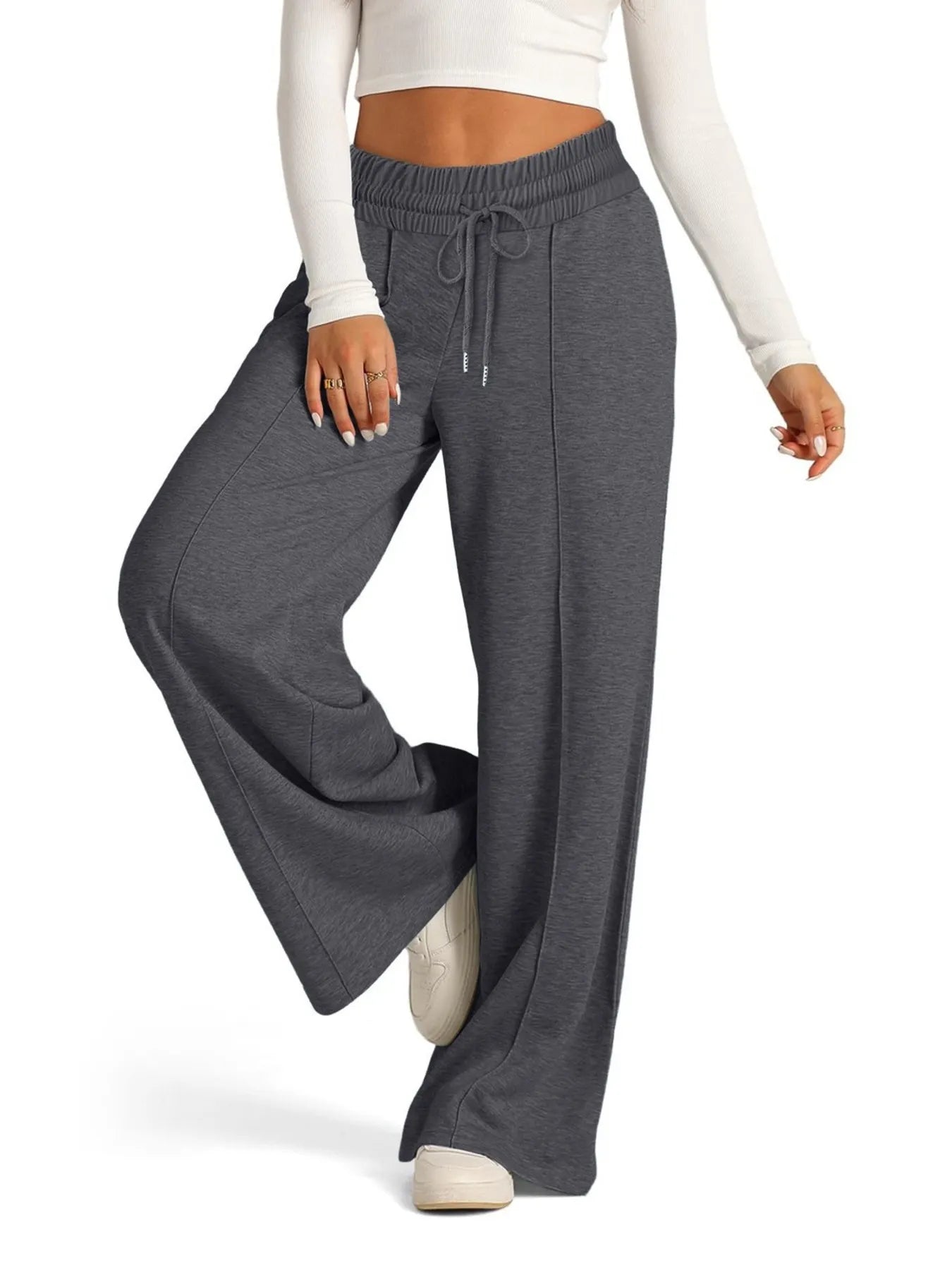 Drawstring Relaxed Wide Leg Pants