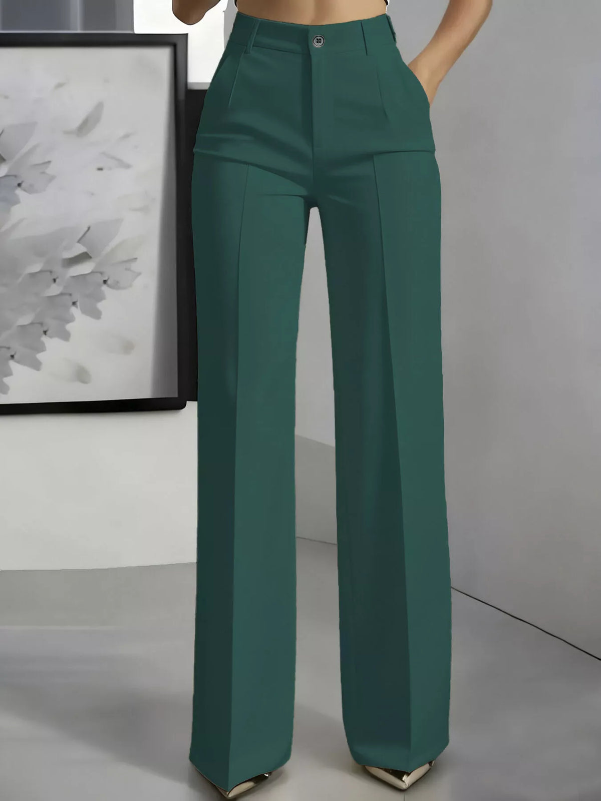 High-Waisted Wide-Leg Pants with Seam Detail