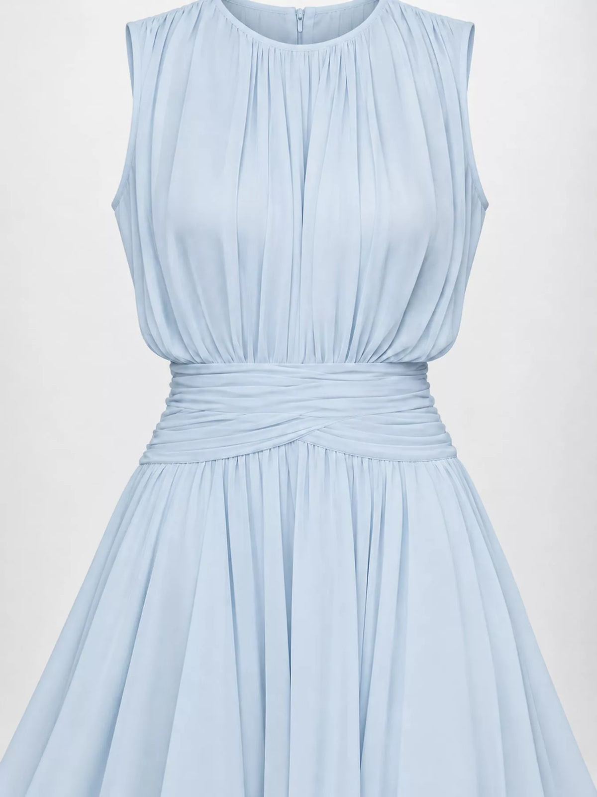 Sleeveless Ruched Chiffon Maxi Dress