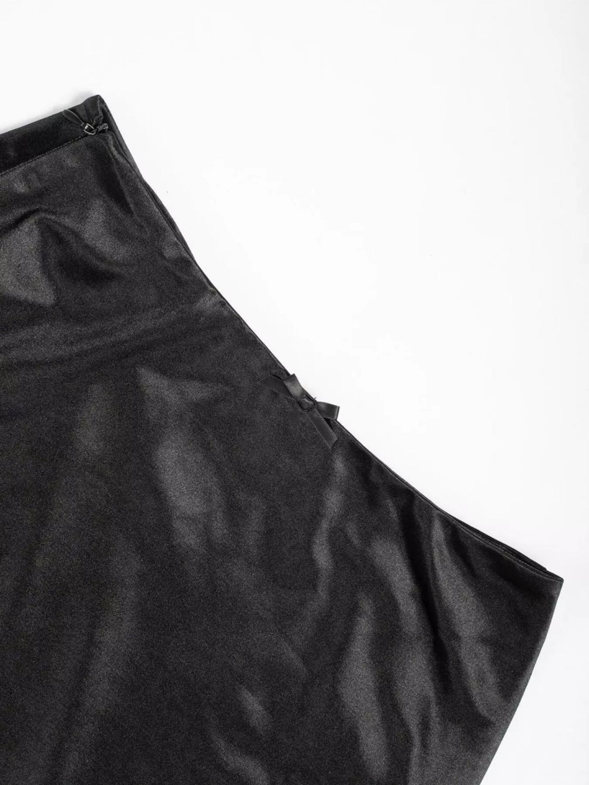 Satin Midi Skirt in Black