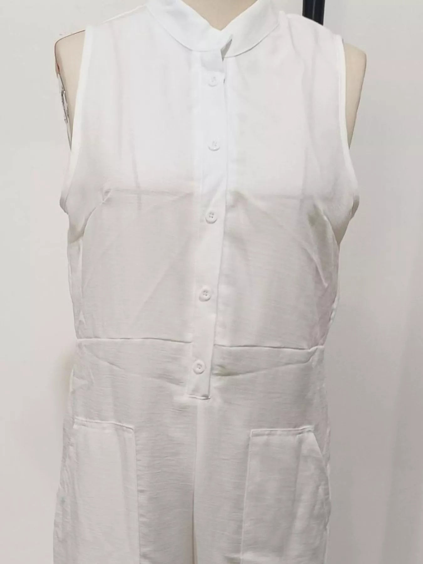 Button Front Sleeveless Jumpsuit