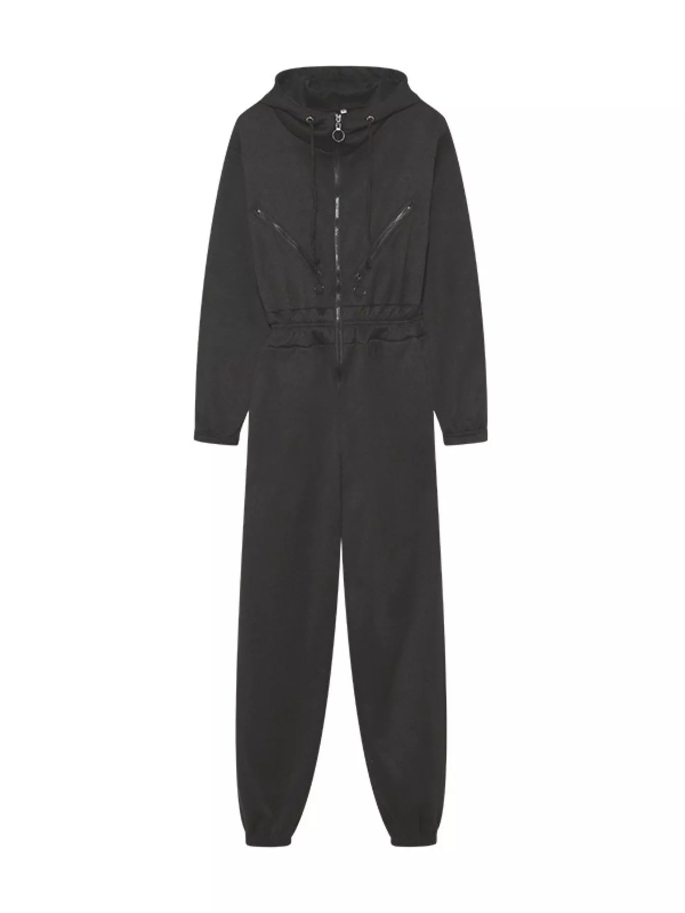 Hooded Zip-Up Long Sleeve Jumpsuit