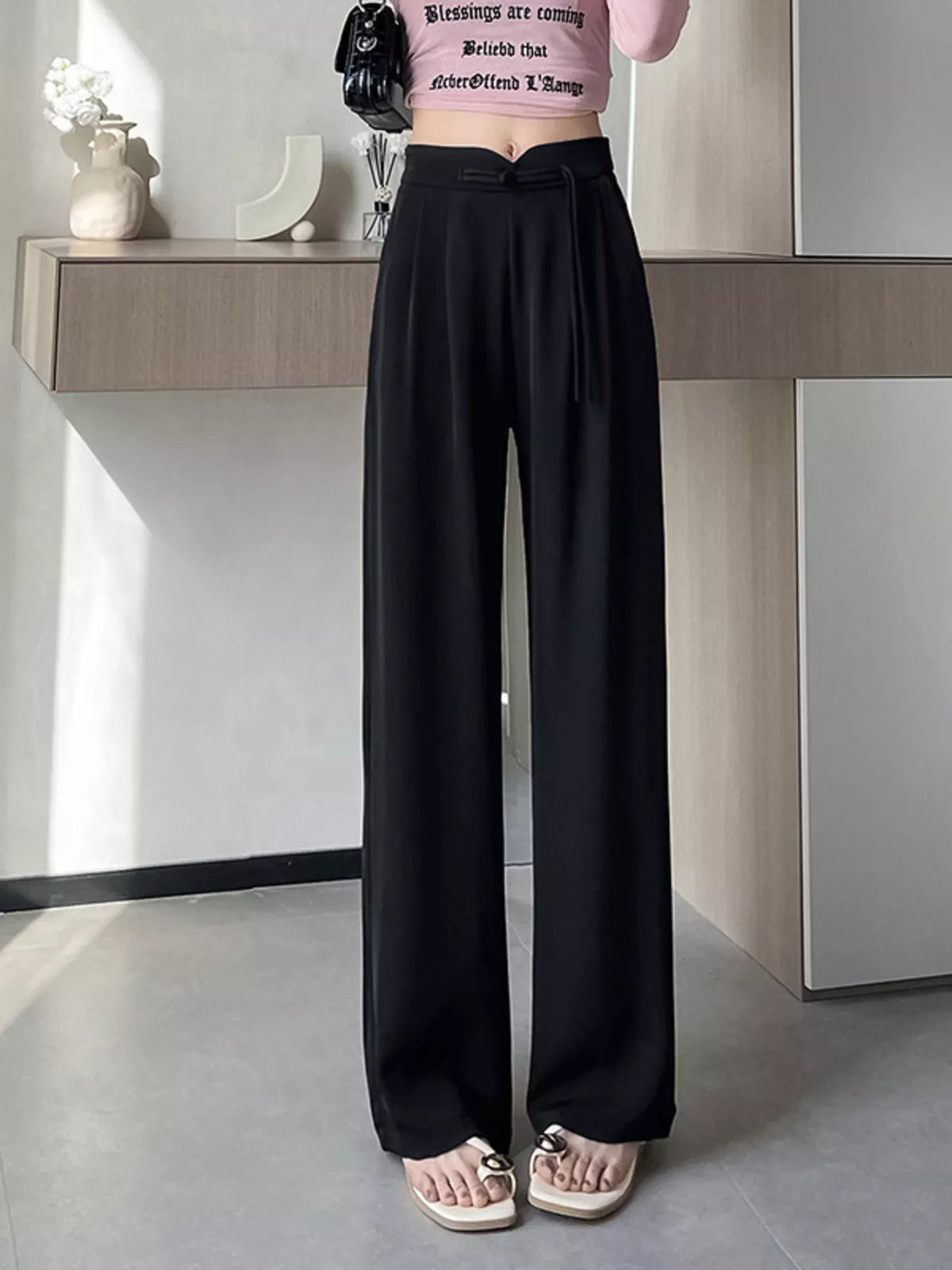 Pocketed High-Waisted Wide-Leg Pants