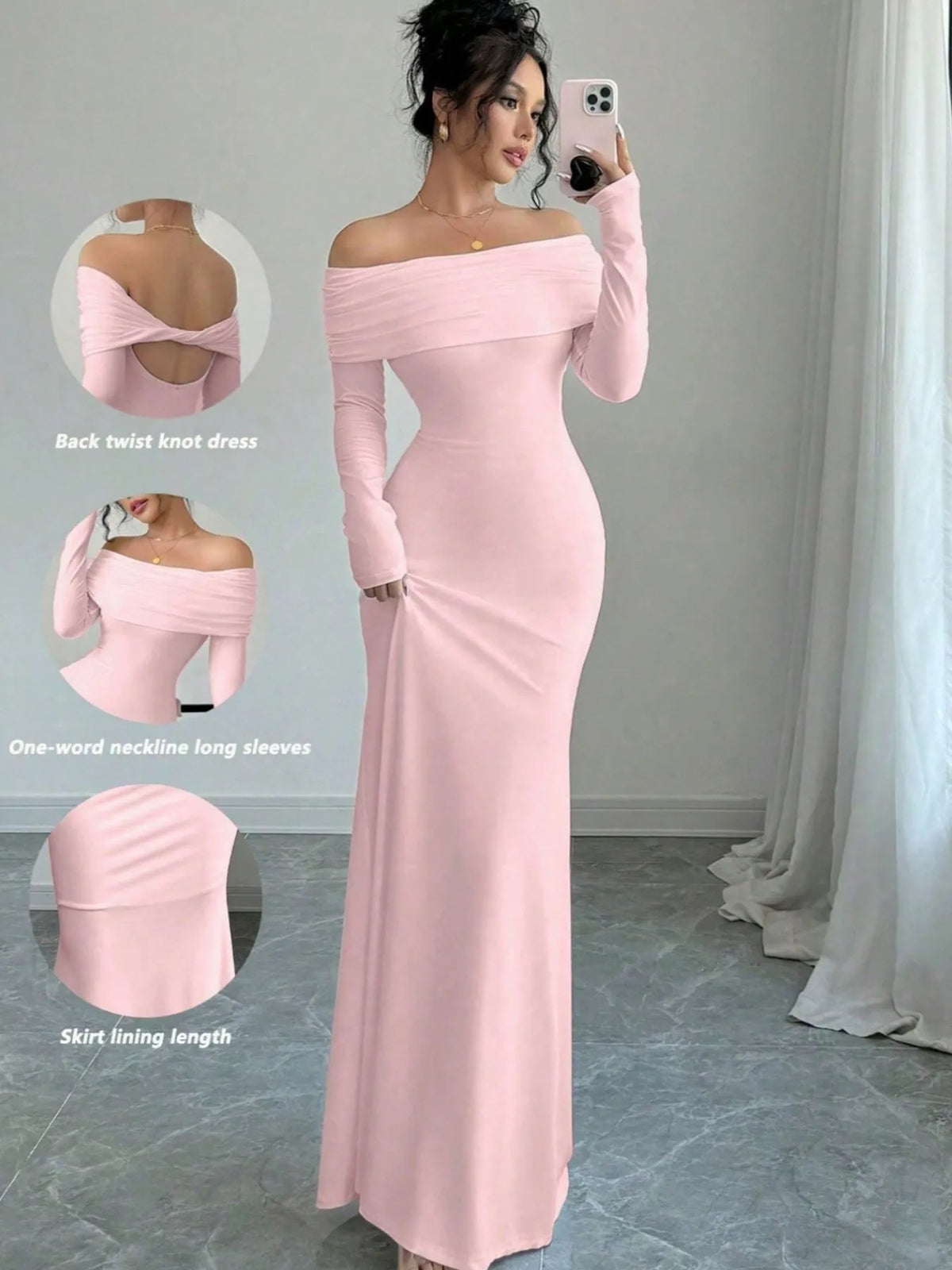 Off-Shoulder Backless Bodycon Maxi Dress