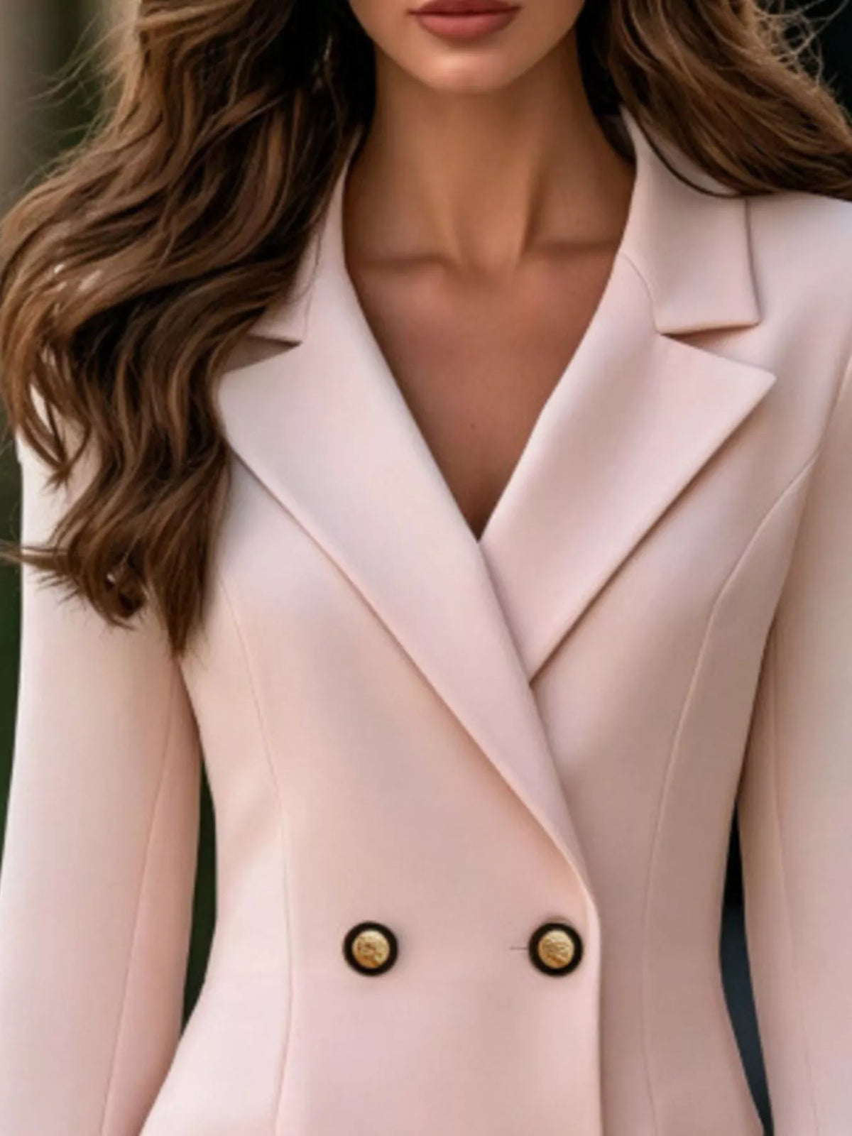Double-Breasted Blazer Dress with Lace Cuffs