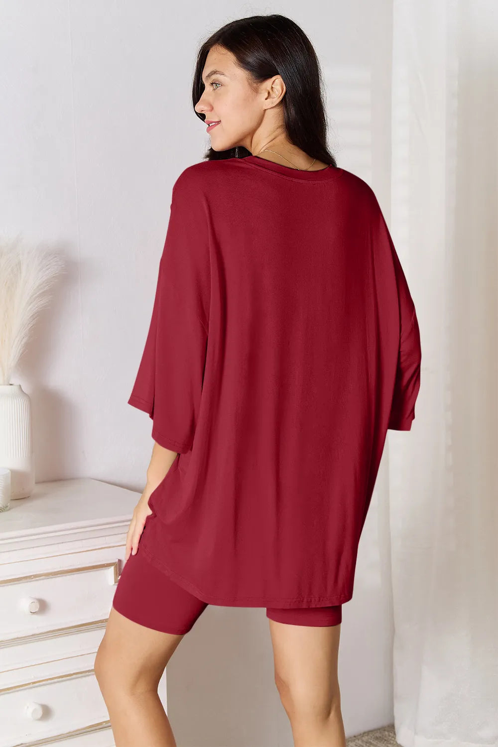 Basic Bae Three-Quarter Sleeve Top and Shorts Set