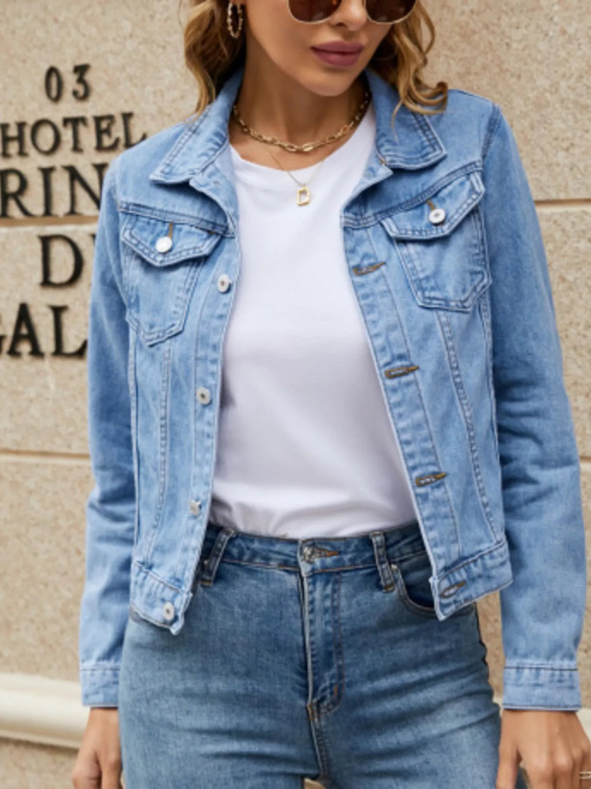 Slim-Fit Button-Up Denim Jacket by Dreamy Drapes