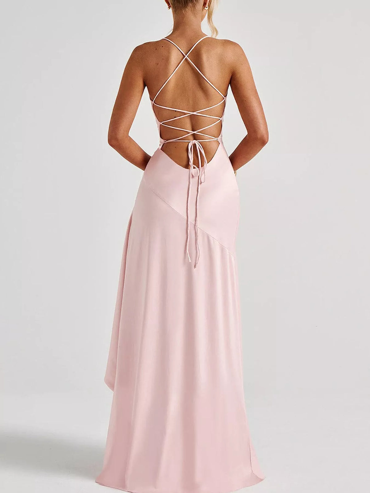 High-Low Ruffle Hem Evening Dress