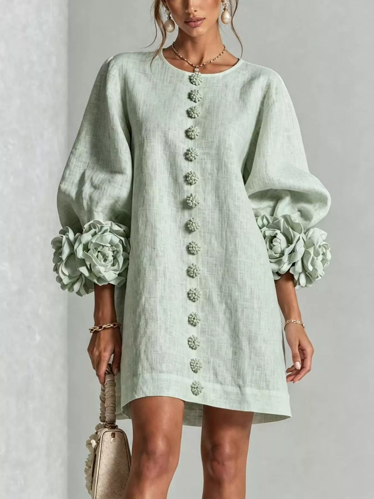 3D Floral Applique Mini Dress