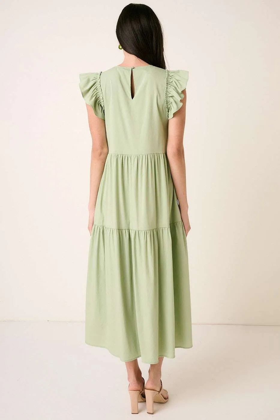 Ruffle Tiered Maxi Dress in Sage by Mittoshop