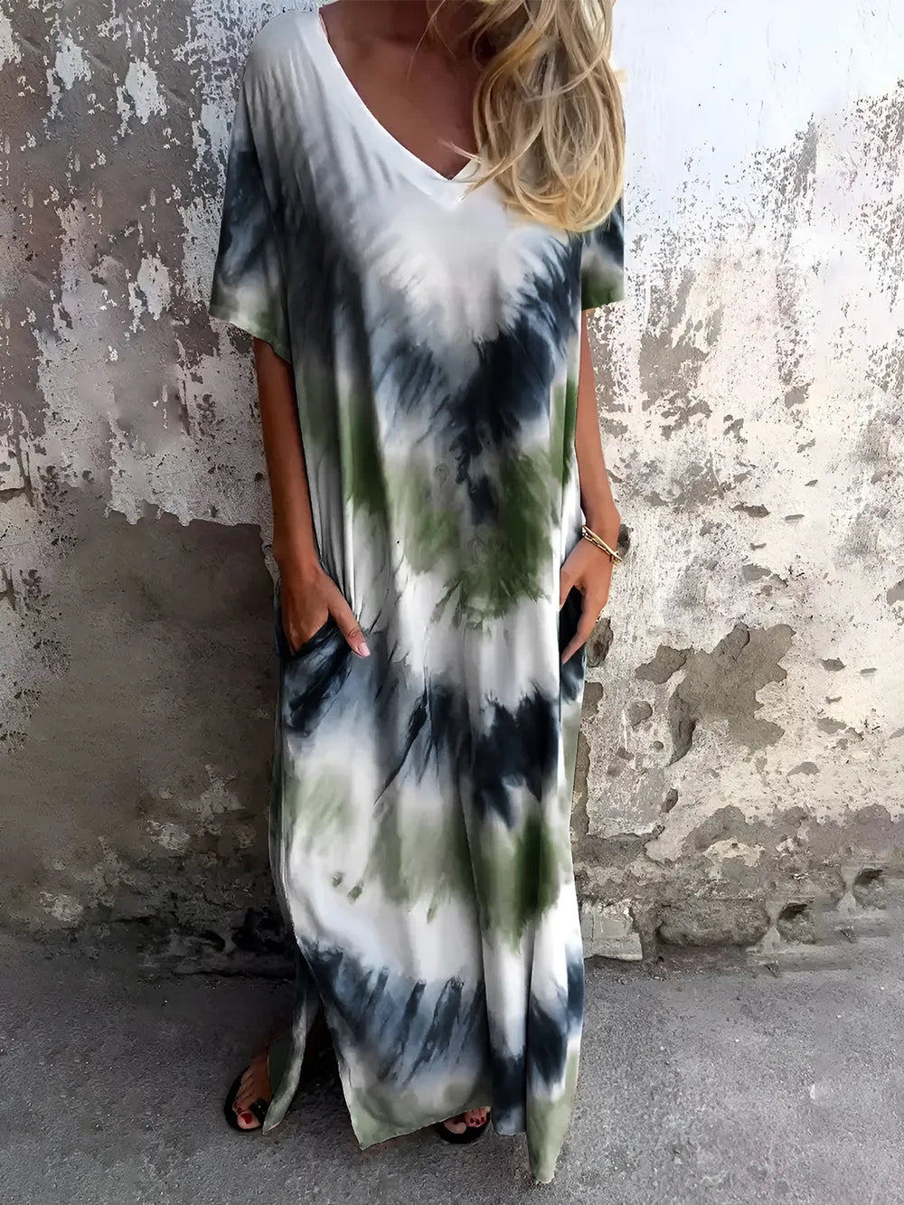 Full Size Tie-Dye Short Sleeve Dress