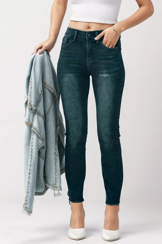 Mid-Rise Skinny Jeans in Black by Y.Y@Denim