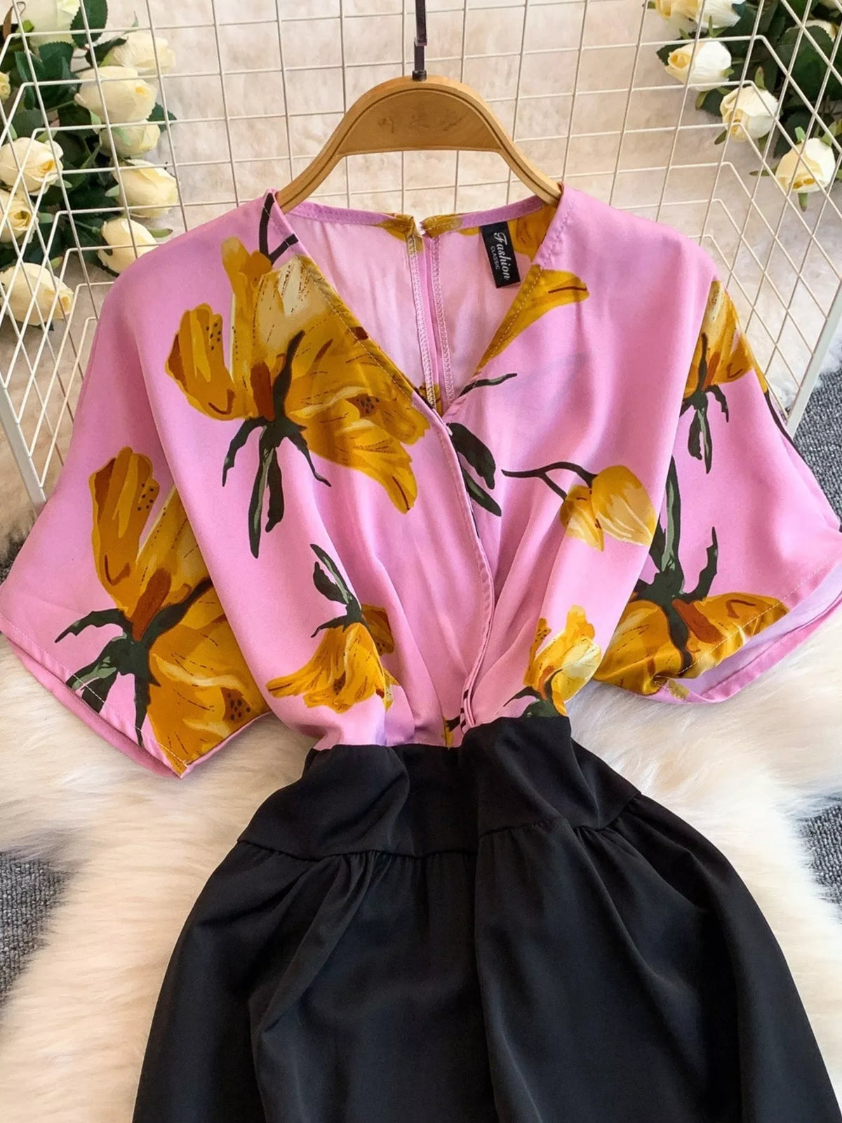 Printed Wide Leg Pocket Jumpsuit