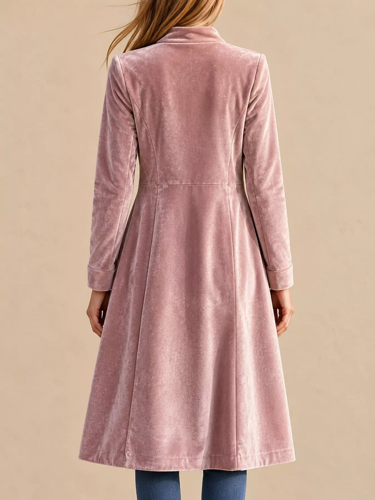Velvet Zip-Up Longline Jacket
