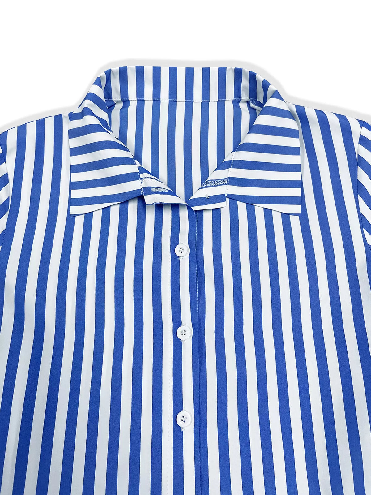 Striped Long Sleeve Shirt Dress in Light Blue