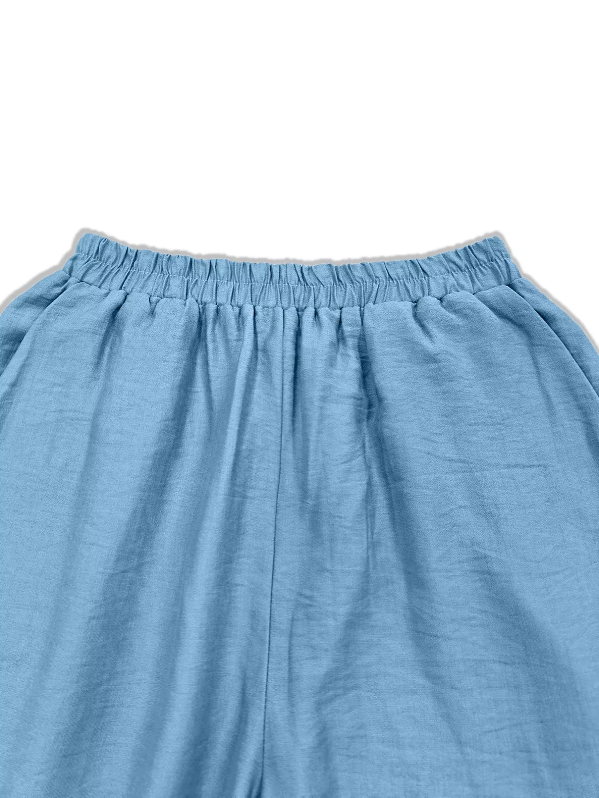 Floral Wide Leg Pants in Sky Blue