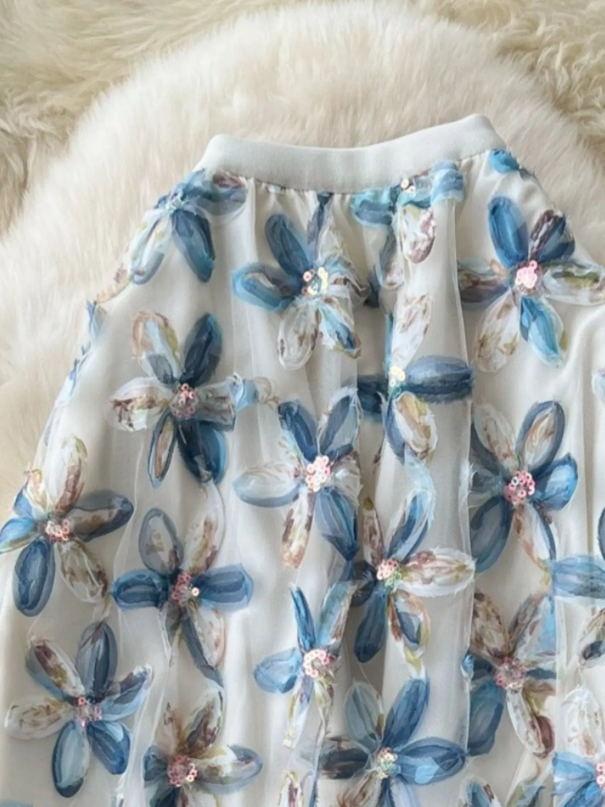 Floral Mesh Layered Skirt