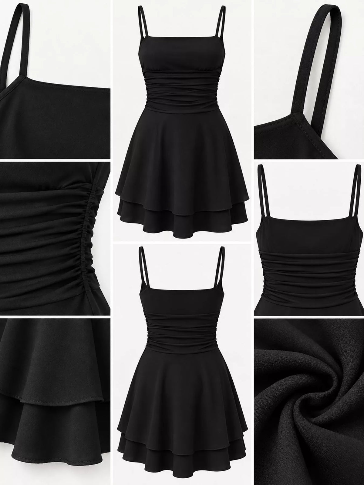 Ruched Spaghetti Strap Mini Dress