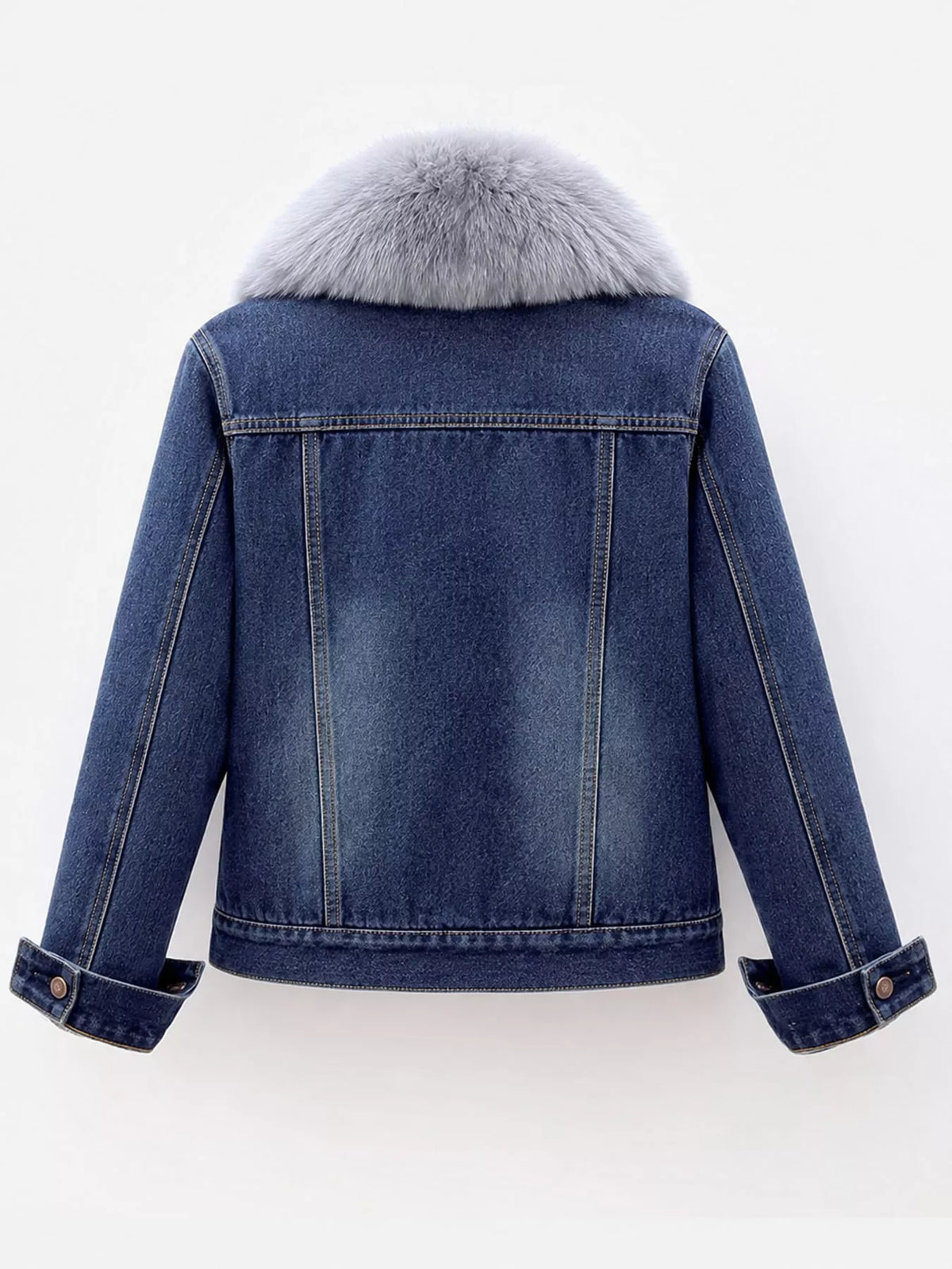 Sherpa-Lined Distressed Denim Jacket