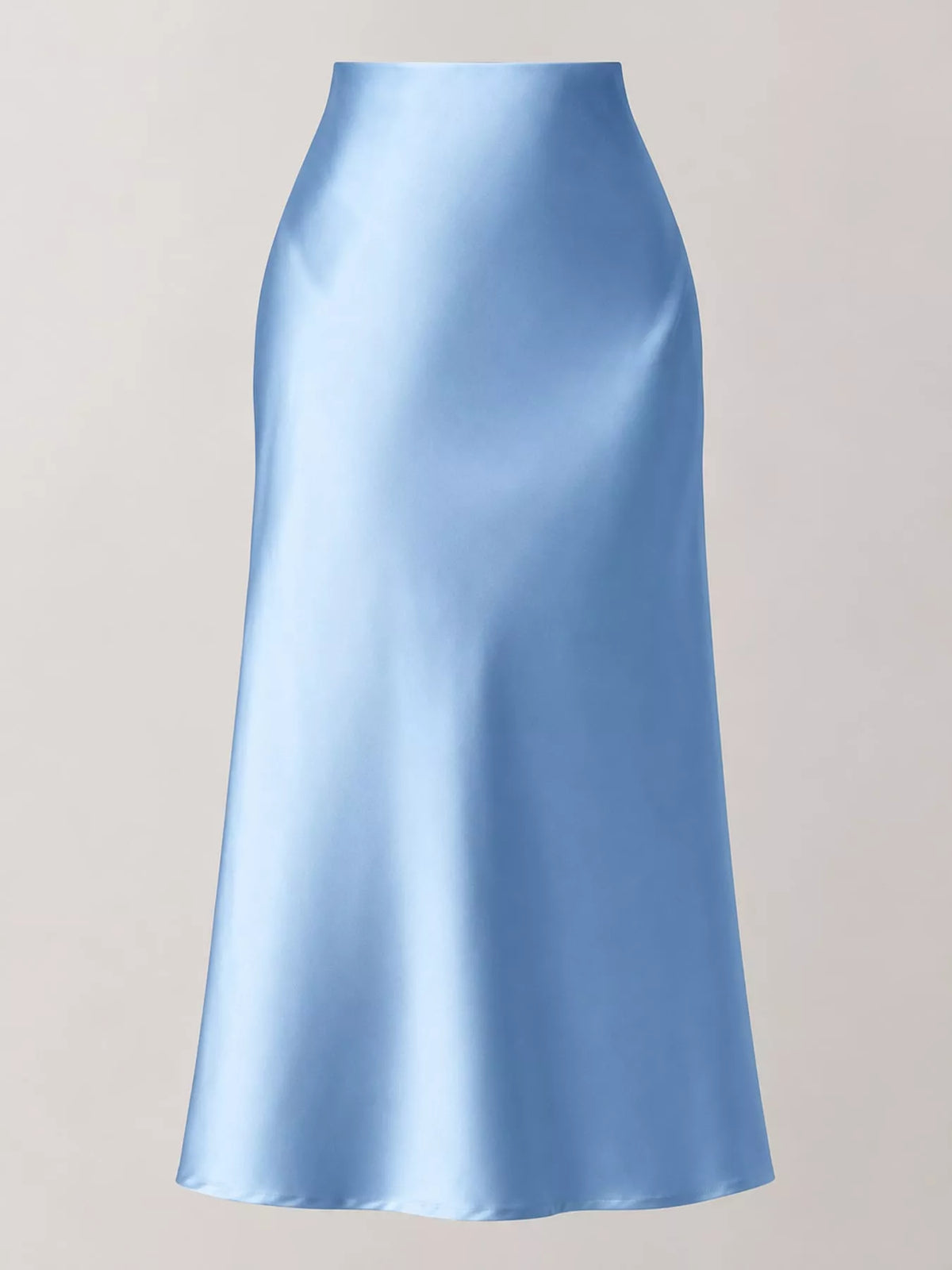 High-Waisted Satin Midi Skirt