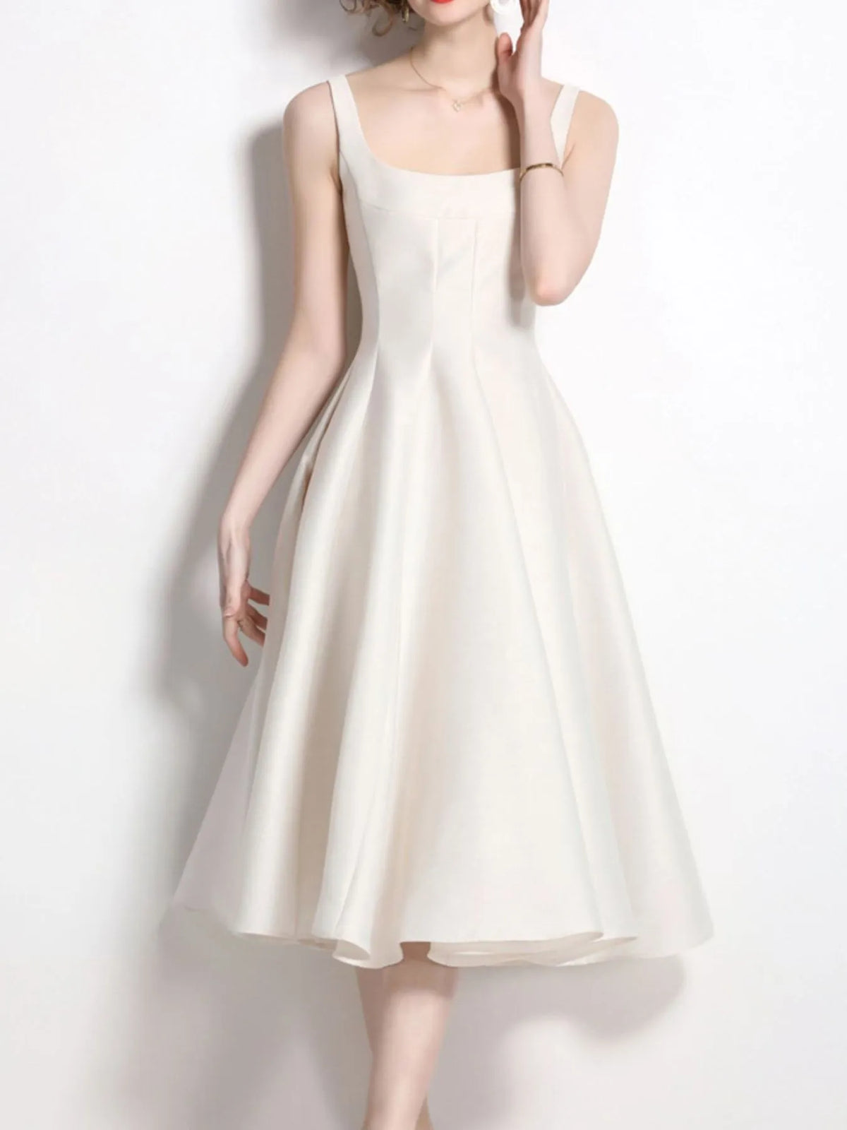 A-Line Sleeveless Midi Dress