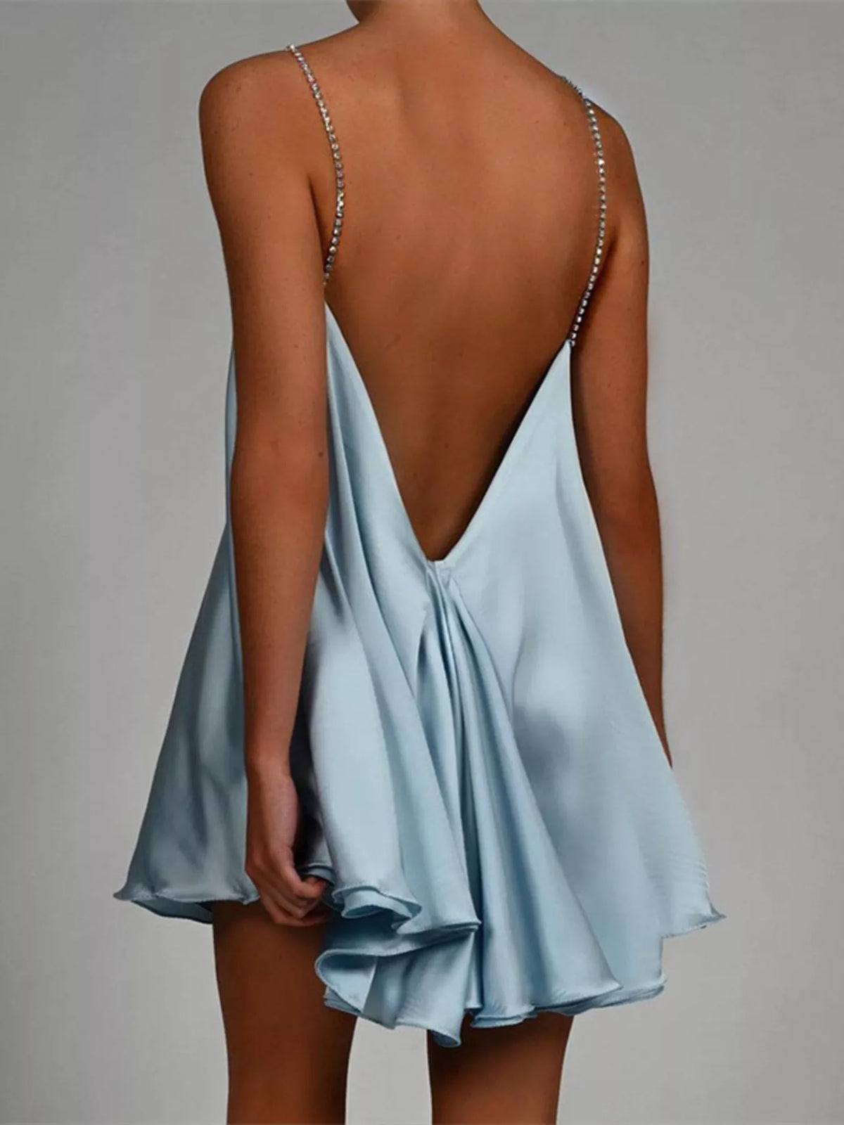 Rhinestone Plunge Mini Dress