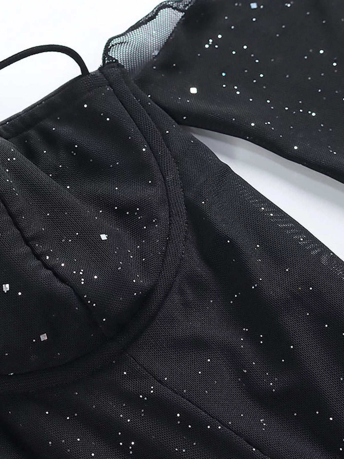 Split-Hem Glitter Mini Dress with Sleeves