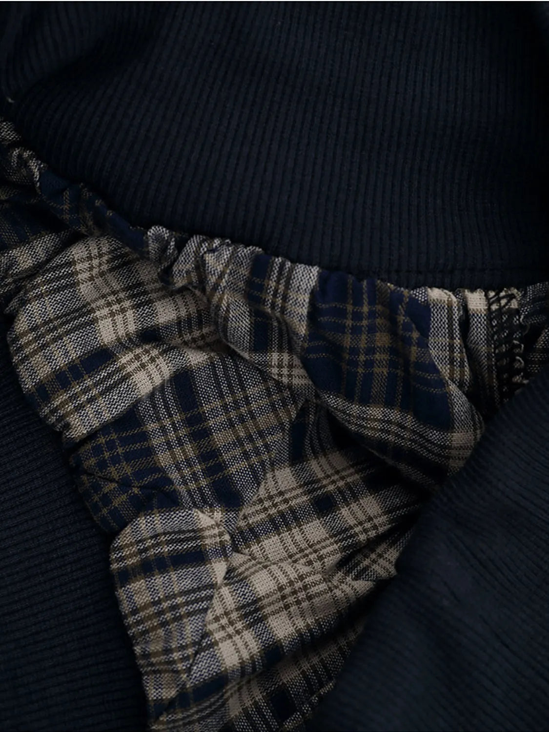 Drawstring Plaid Skort in Black
