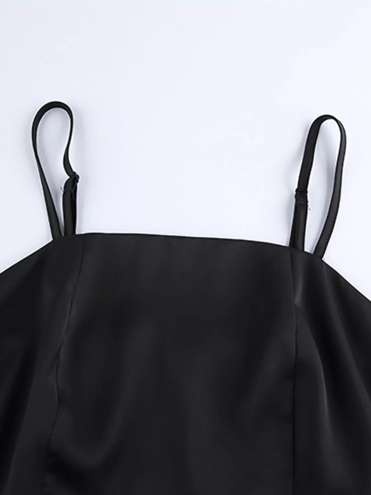 Satin Mini Dress with Lace Detachable Cape in Black