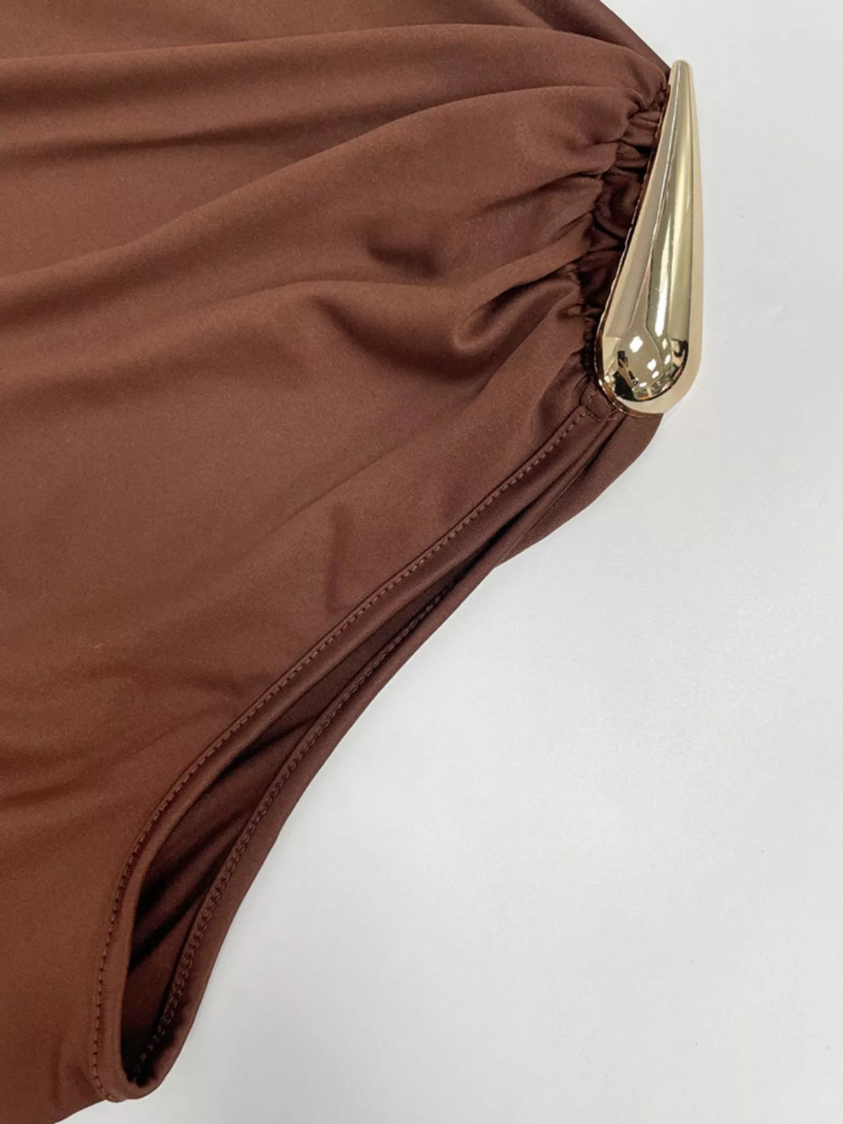 Draped Bodycon Maxi Dress with Metal Detail