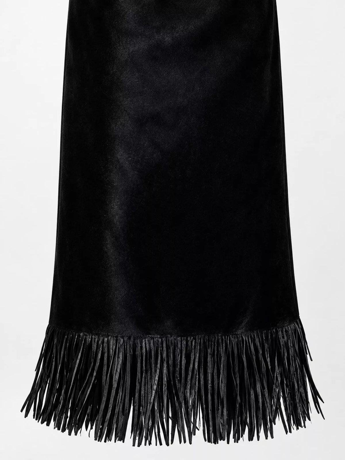 High-Waisted Fringe Midi Skirt