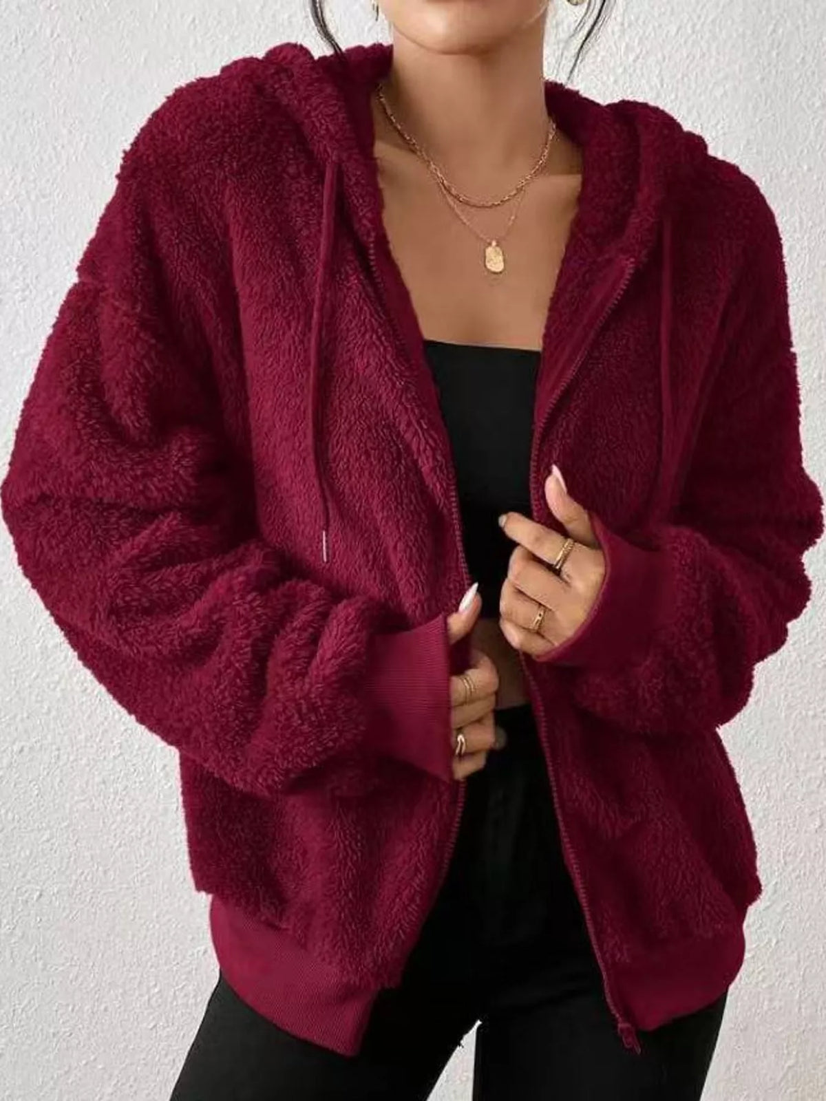 Fleece Zip-Up Hooded Jacket
