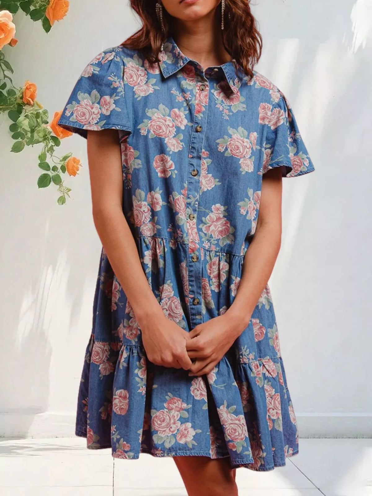 Floral Print Tiered Mini Dress