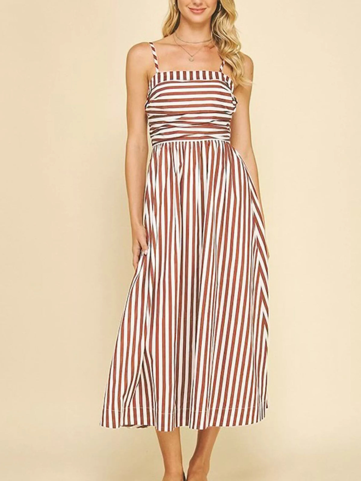 Striped Spaghetti Strap Maxi Dress