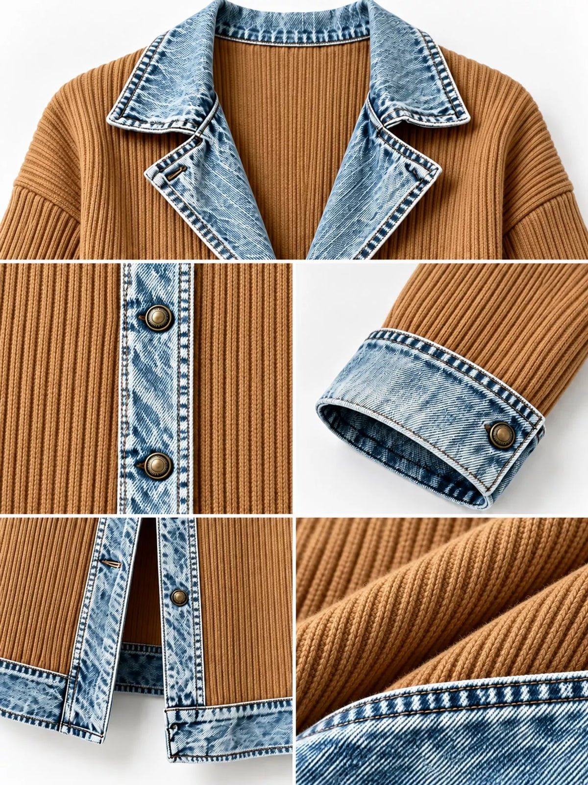Denim-Trimmed Longline Cardigan