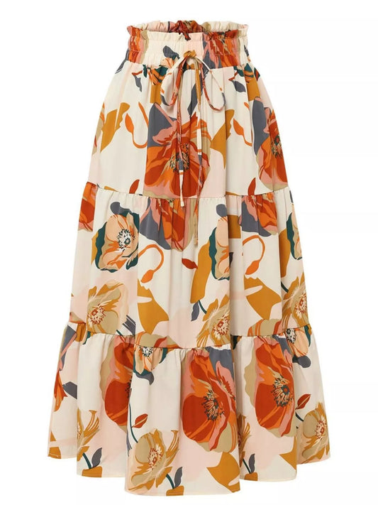 Floral Tiered Skirt in Color