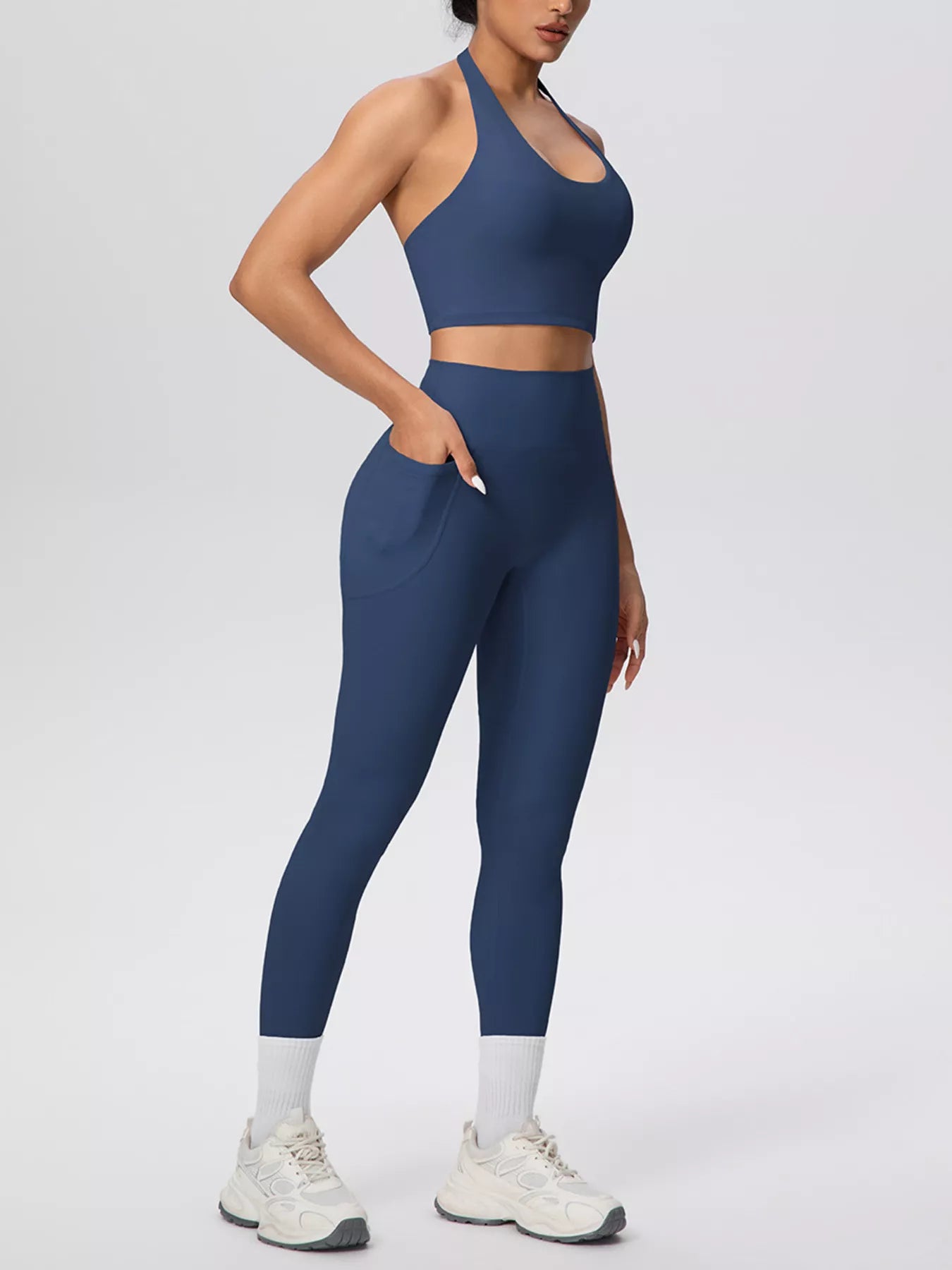 Halter Neck Crop Top and Leggings Active Set