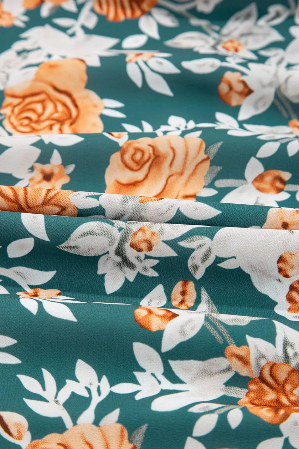 Trimmed V-Neck Tie Waist Dress in Floral