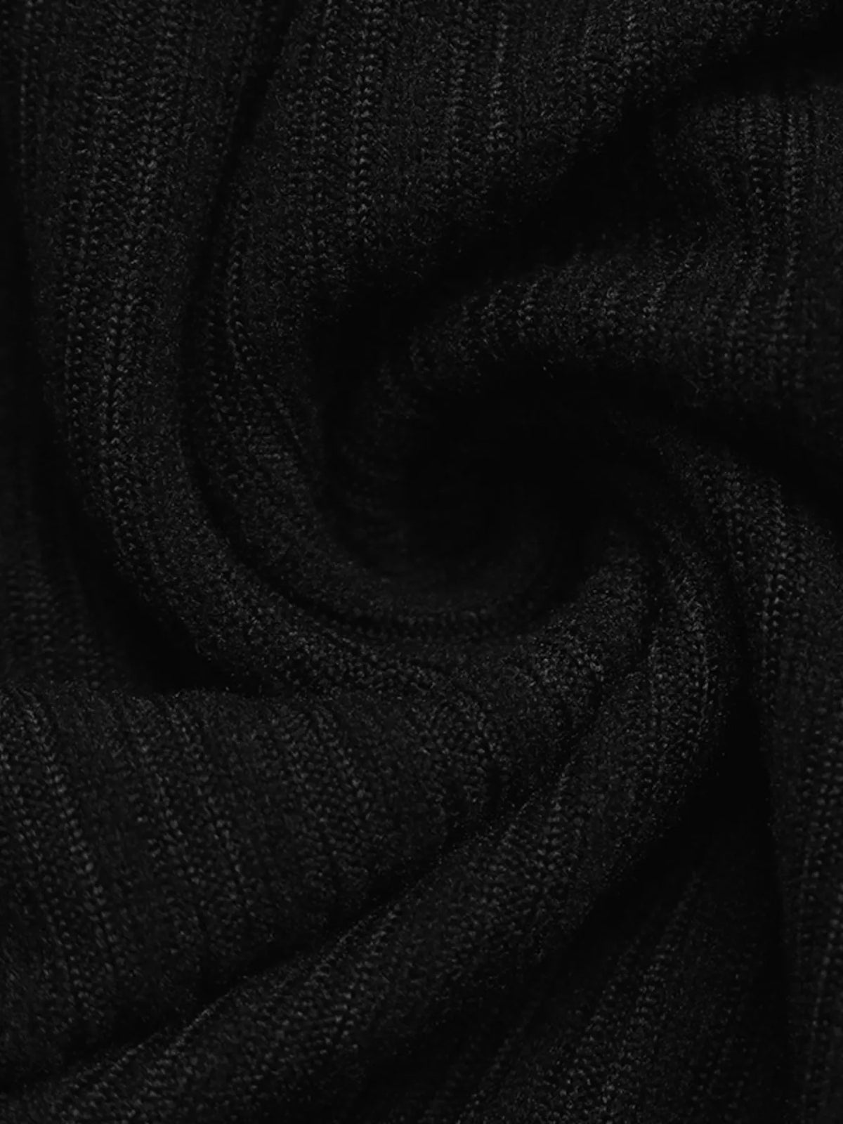 Contrast Trim Ribbed Knit Dress in Black