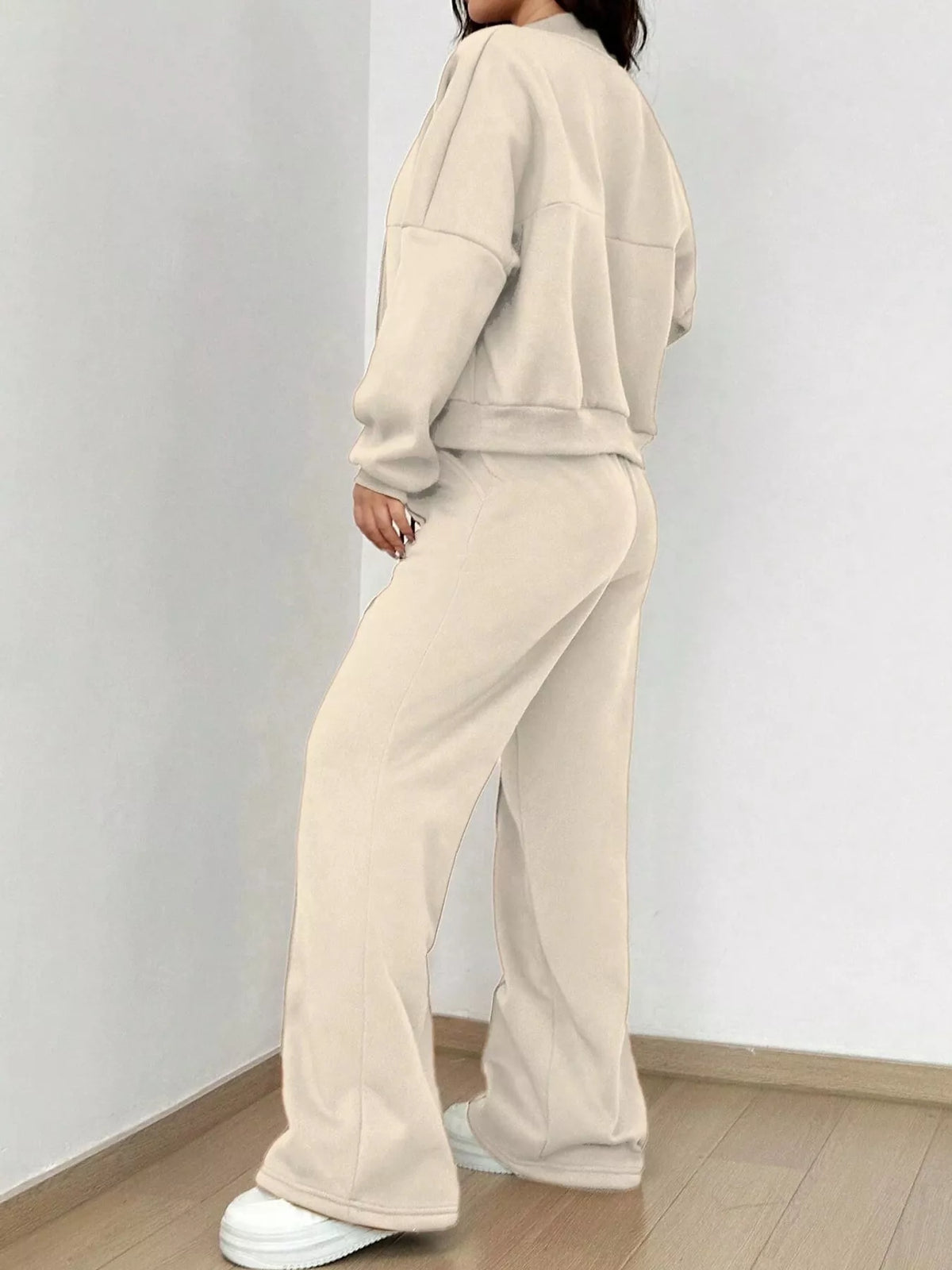 Zip-Up Jacket and Wide-Leg Sweatpants Set