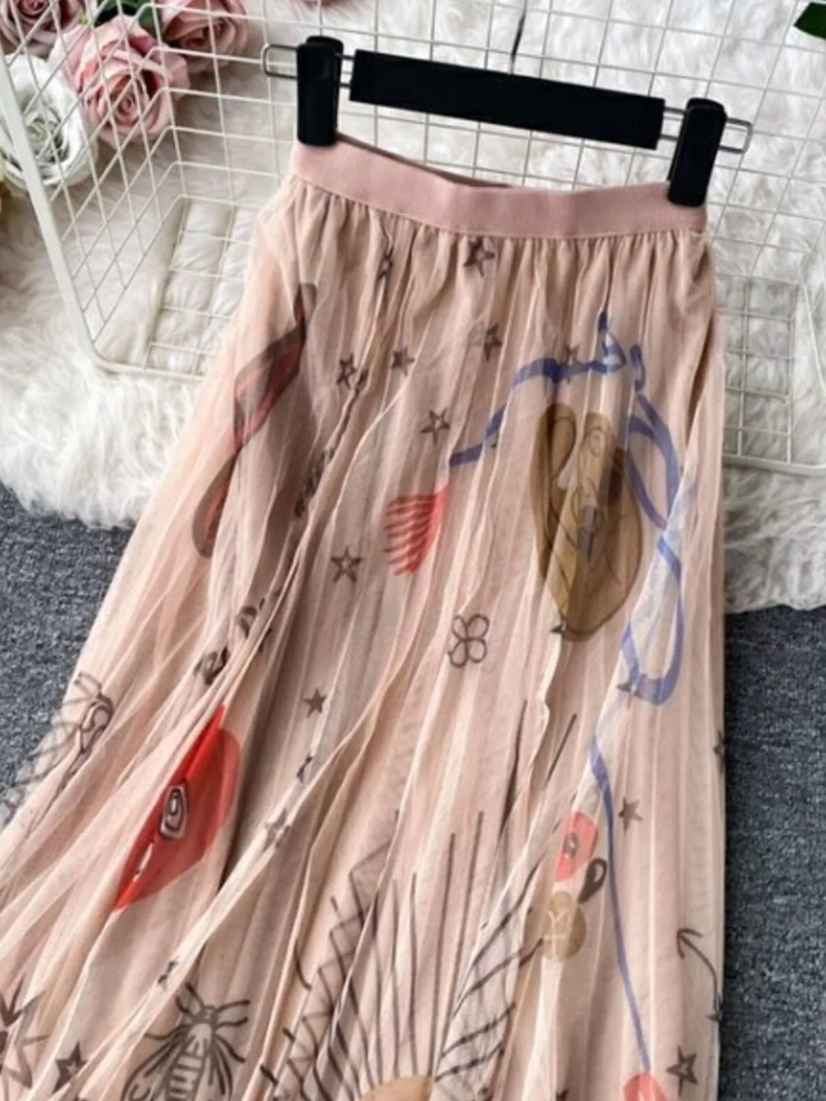 Layered Printed Tulle Skirt