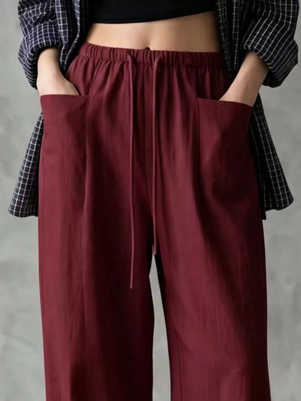 Drawstring Wide-Leg Pants